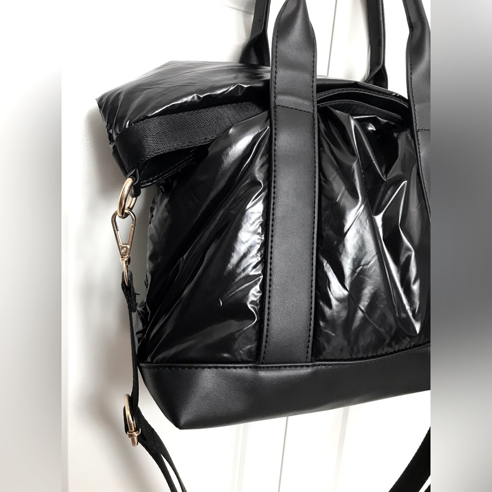 Convertible Glossy Puffer Tote Bag NWOT - Picture 4 of 9